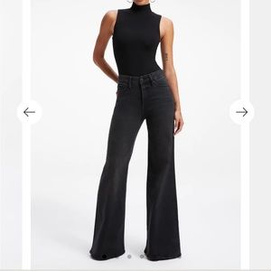 Good American Good Waist Palazzo black jeans BNWT